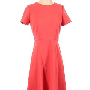 EUC Eliza J Ponte fit & flare coral red dress short sleeve casual A-line dress
